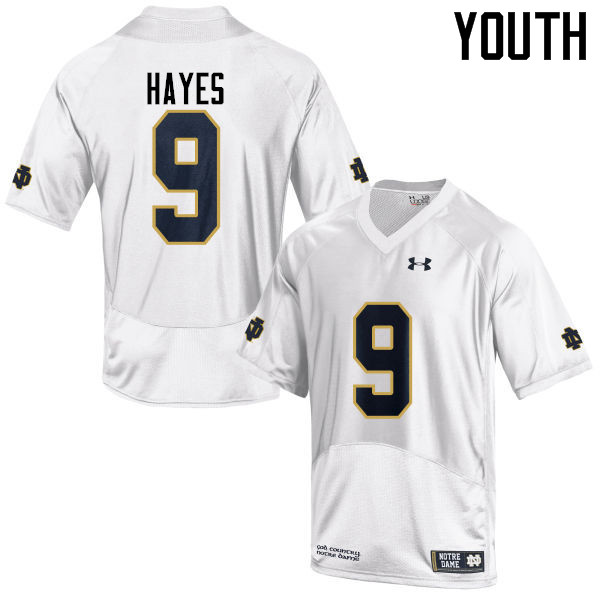 Youth NCAA Notre Dame Fighting Irish #9 Daelin Hayes Stitched College Under Armour Authentic White Football Jersey IB10U23WQ